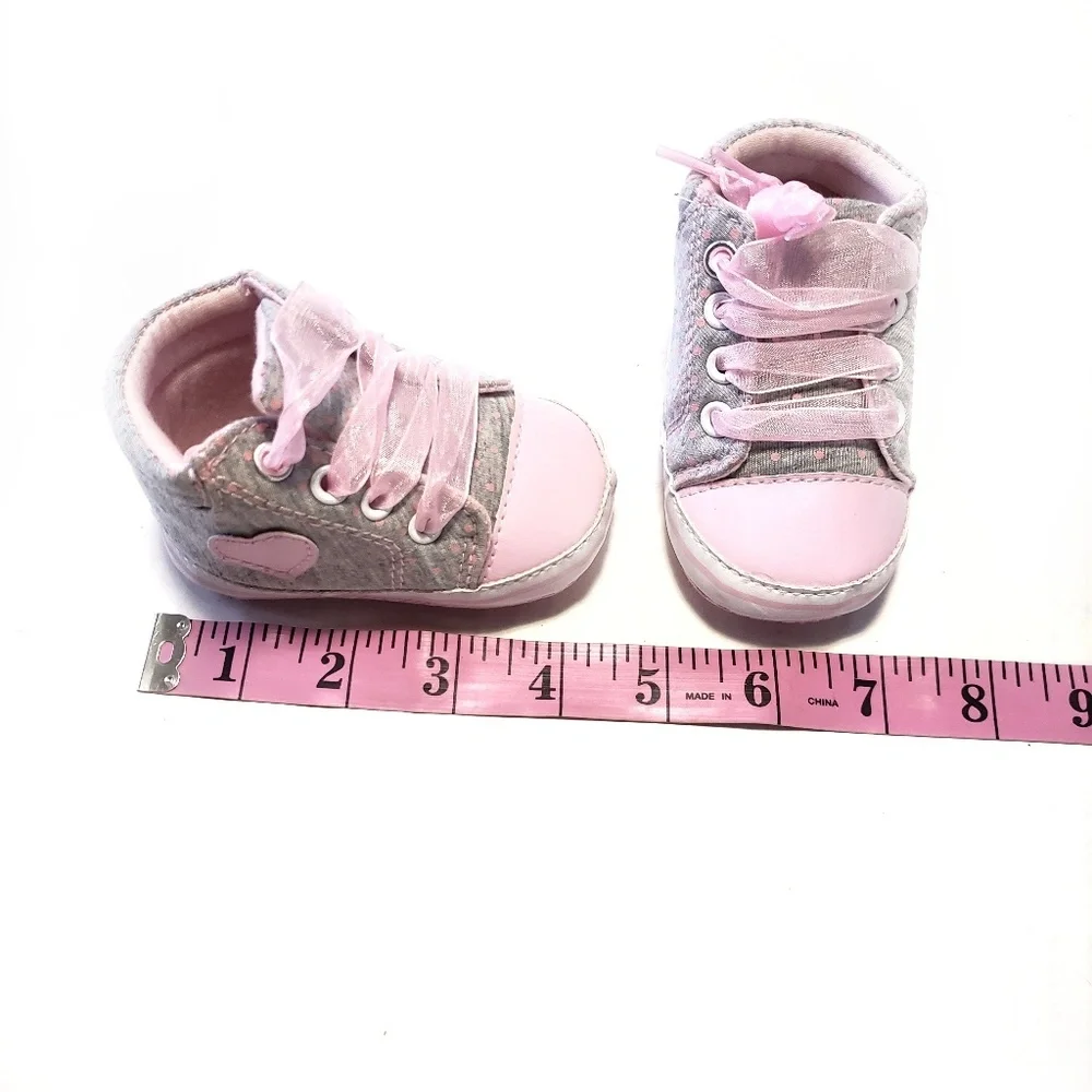 0 12mo Baby Pink Gray High Tops Sneakers Shoes